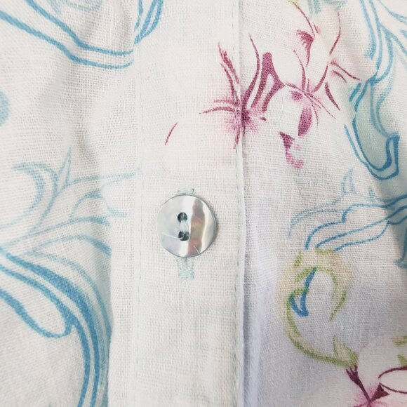 Tommy Bahama Girls Button Down Shirt Collar Floral Print M/8-10 Linen Blend - Picture 8 of 13